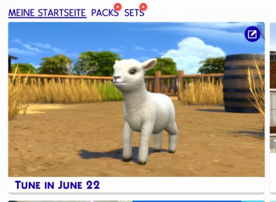 Startseite von Sims 4 zeigt ein Minischäfchen.JPG